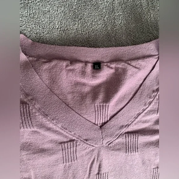 💜Arach & Cloz Sweater V Neck Casual Pullover Cozy Gray Purple - Size XL - Picture 5 of 10